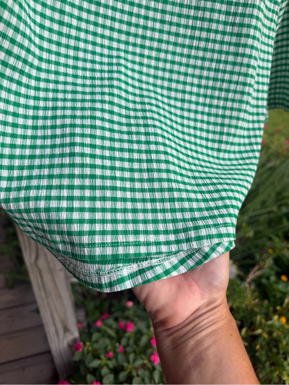 Cato Green Gingham Ruffle Neck Blouse - Picture 4 of 6